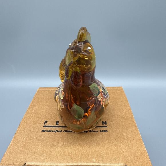 Fenton Lenox Sunny The Little Amber Rooster Hand Painted Glass Figurine New - Picture 3 of 7